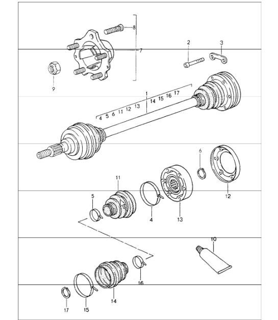 Diagram 501-05 Porsche 964 (911) (1989-1994) Hinterachse