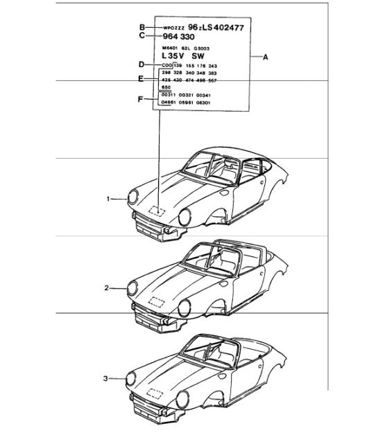 Diagram 801-00 Porsche 964 (911) (1989-1994) Body