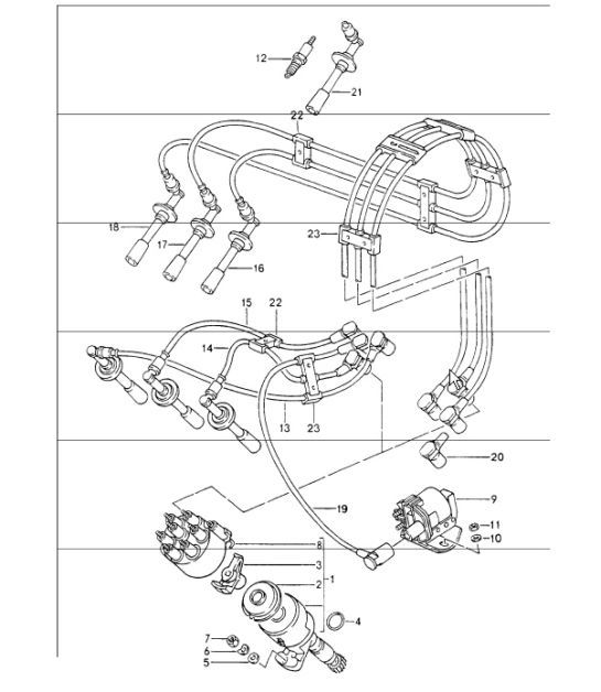 Diagram 901-01 Porsche 964 (911) (1989-1994) Materiale elettrico