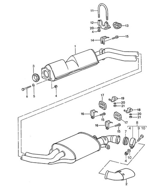 Diagram 202-005 Porsche 968 (1992-1995) 燃油系统、排气系统