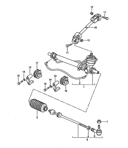 Diagram 403-000 Porsche 968 (1992-1995) Vorderachse, Lenkung 