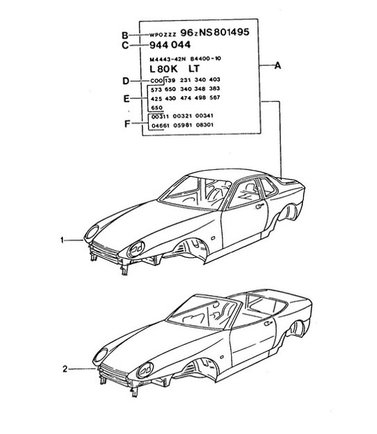 Diagram 801-000 Porsche 968 (1992-1995) Body