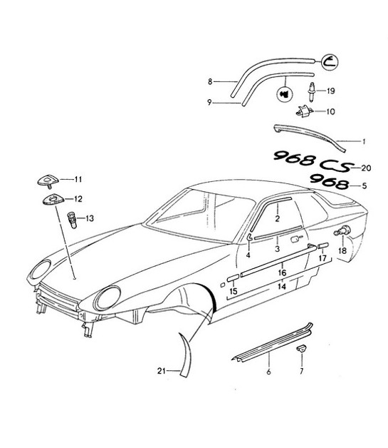 Diagram 810-000 Porsche 968 (1992-1995) Carrosserie