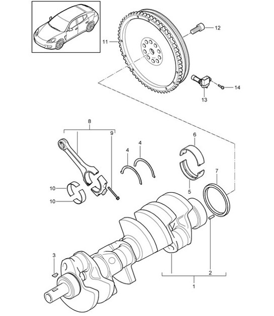 Diagram 102-000 Porsche Panamera 970 MK1 (2009-2013) Moteur