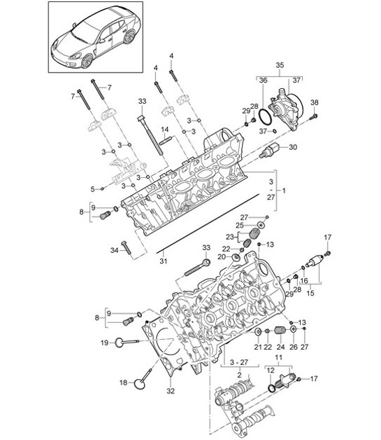 Diagram 103-005 Porsche Panamera 970 MK1 (2009-2013) Motor