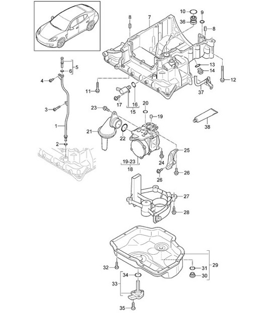 Diagram 104-050 Porsche Panamera 970 MK1 (2009-2013) Motor