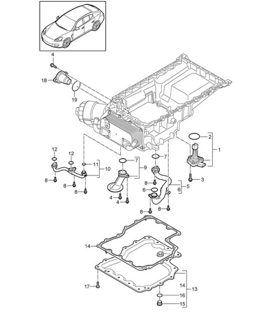 Diagram 104-070 Porsche Panamera 970 MK1 (2009-2013) Motor