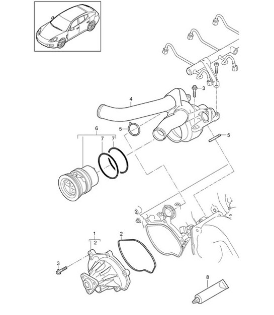 Diagram 105-000 Porsche Panamera 970 MK1 (2009-2013) Motore