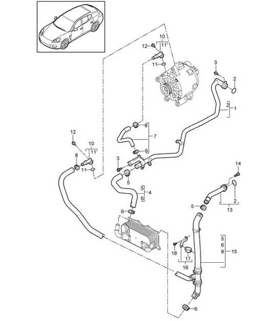 Diagram 105-030 Porsche Panamera 970 MK1 (2009-2013) Moteur