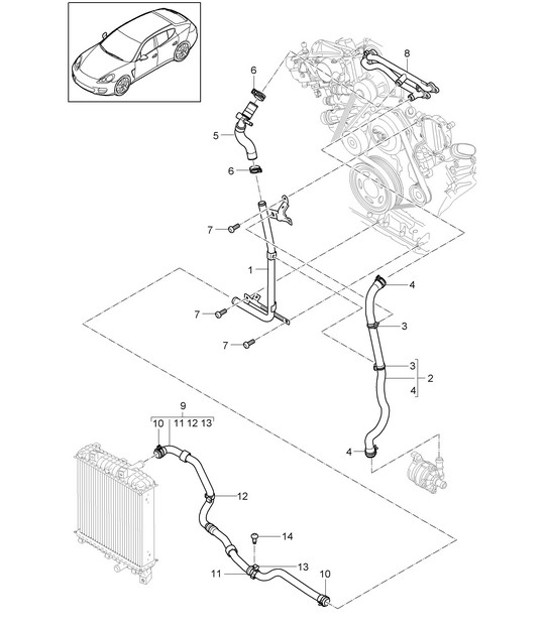 Diagram 105-057 Porsche Panamera 970 MK1 (2009-2013) Engine