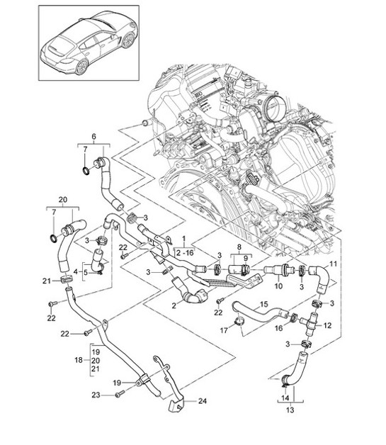 Diagram 105-063 Porsche Panamera 970 MK2 (2014-2016) Engine