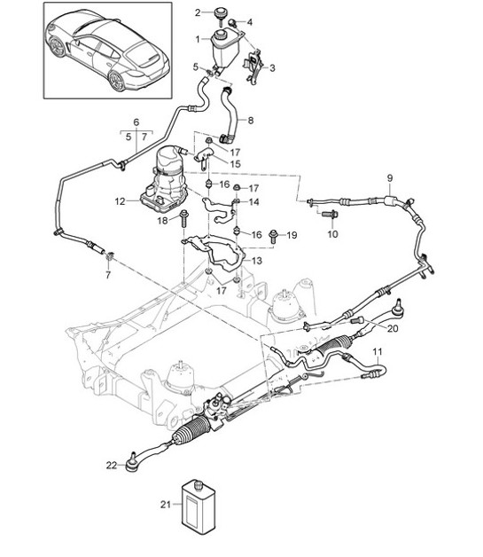 Diagram 403-018 Porsche Panamera 970 MK2 (2014-2016) Front Axle, Steering 