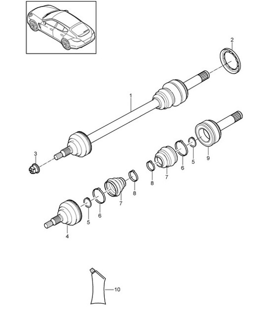 Diagram 501-040 Porsche Panamera 970 MK1 (2009-2013) Rear Axle