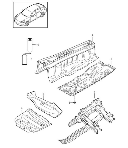 Diagram 801-020 Porsche Panamera 970 MK1 (2009-2013) Carrosserie