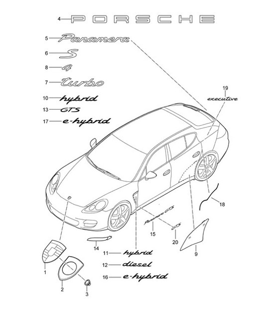 Diagram 810-000 Porsche Panamera 970 MK1 (2009-2013) Carrozzeria