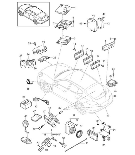 Diagram 901-004 Porsche Panamera 970 MK1（2009-2013年） 电子设备