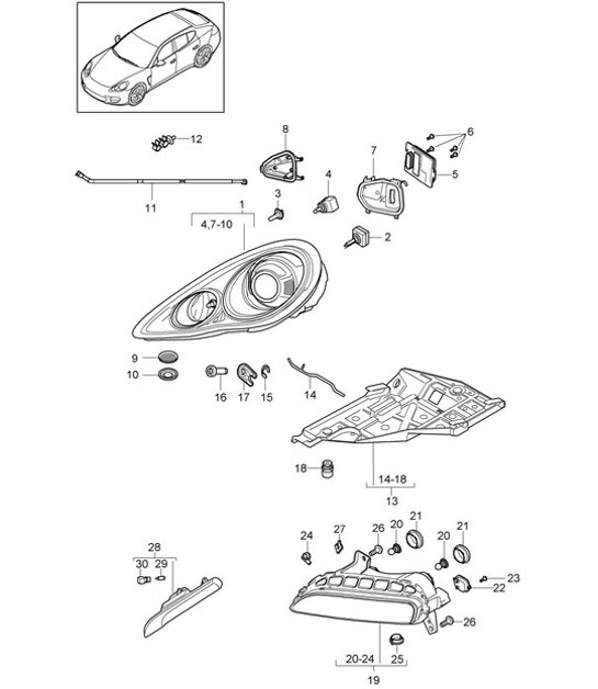 Diagram 905-001 Porsche Panamera 970 MK1 (2009-2013) Electrical equipment