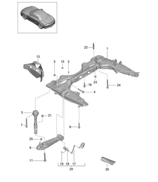 Diagram 401-000 Porsche Boxster 986/987/981 (1997-2016) Vooras, besturing 