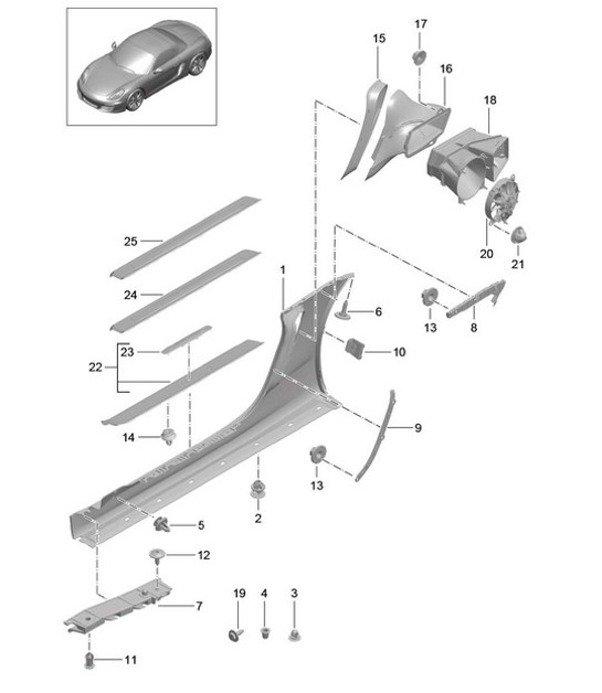 Diagram 801-090 Porsche Boxster 986/987/981 (1997-2016) Body