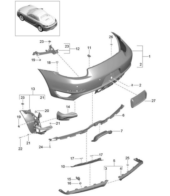 Diagram 802-012 Porsche Boxster 986/987/981 (1997-2016) Body