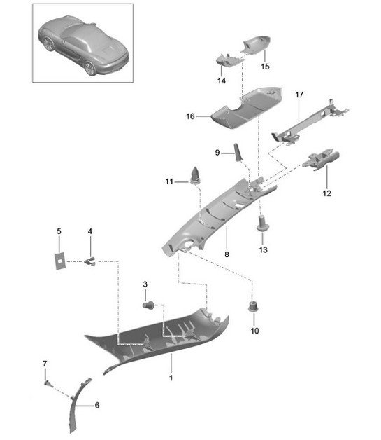 Diagram 807-055 Porsche Boxster 986/987/981 (1997-2016) Body