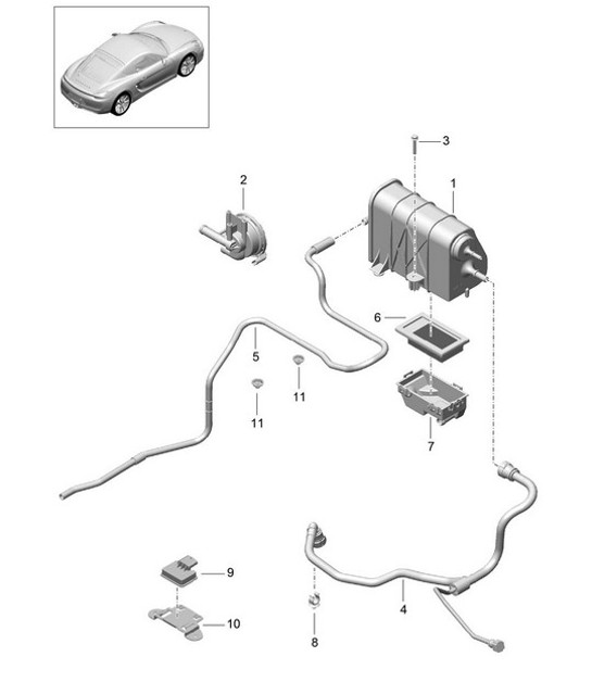 Diagram 201-020 Porsche Cayman 987C/981C (2005-2016) Fuel System, Exhaust System