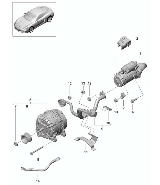 Diagram 902-005 Porsche Cayman 987C/981C (2005-2016) Équipement électrique