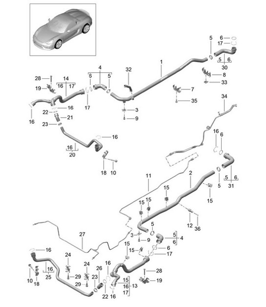 Diagram 105-010 Porsche Boxster 986/987/981 (1997-2016) Motor