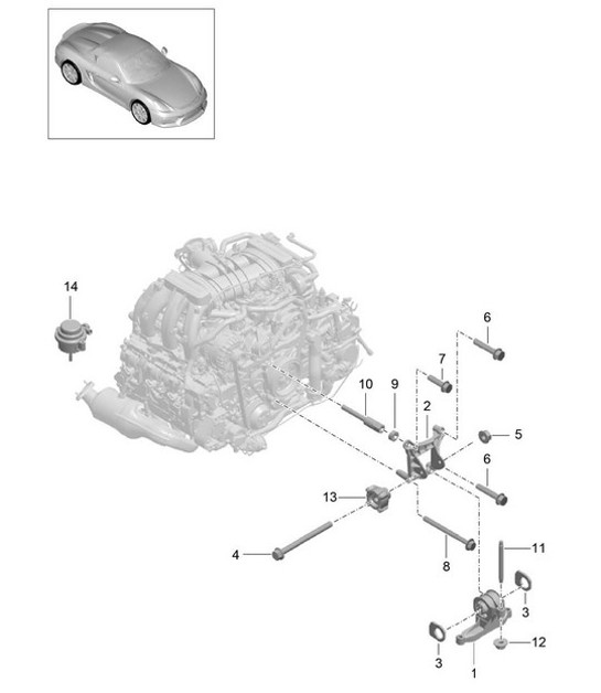 Diagram 109-000 Porsche Boxster 986/987/981 (1997-2016) Engine