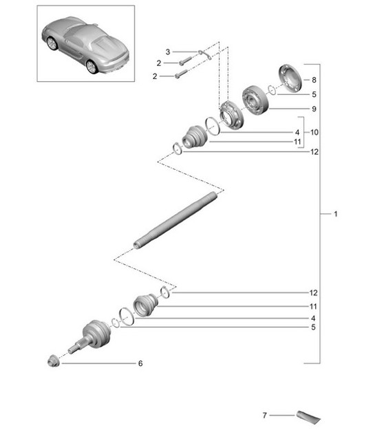 Diagram 501-005 Porsche Boxster 986/987/981 (1997-2016) Rear Axle