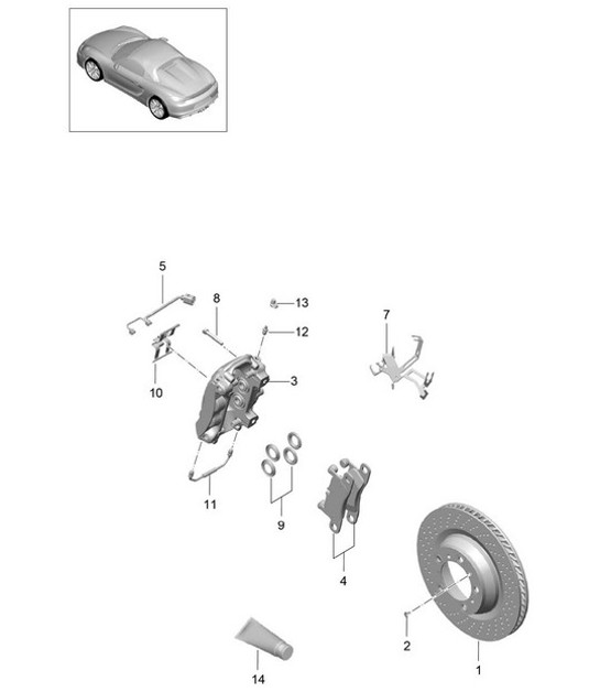 Diagram 603-000 Porsche Boxster 986/987/981（1997 年 - 2016 年） 车轮、制动器