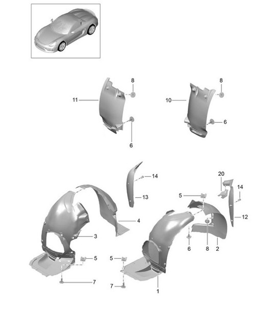 Diagram 801-075 Porsche Boxster 986/987/981 (1997-2016) Body