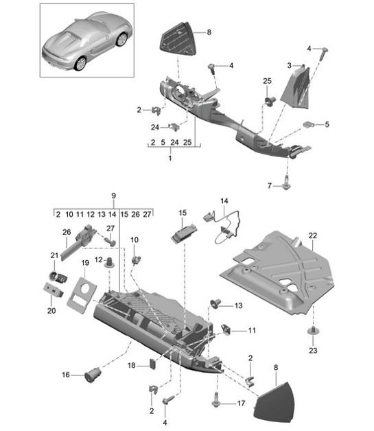 Diagram 809-010 Porsche Boxster 986/987/981 (1997-2016) Body