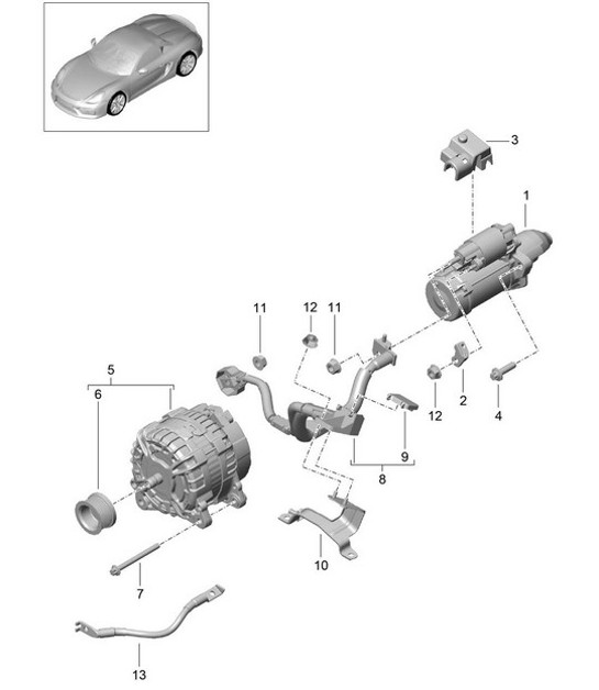 Diagram 902-005 Porsche Boxster 986/987/981 (1997-2016) Electrical equipment