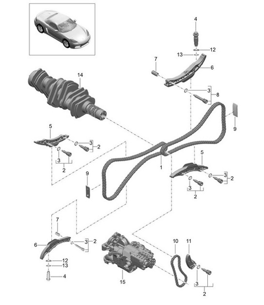 Diagram 103-015 Porsche Boxster 718（982） 2017 年>> 引擎