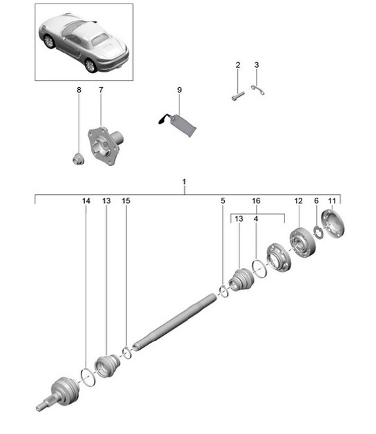 Diagram 501-005 Porsche Boxster 718 (982) 2017>> Rear Axle