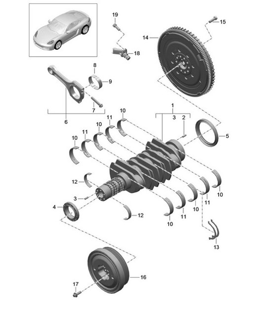 Diagram 102-000 Porsche Cayman 718 (982) 2017>> Moteur