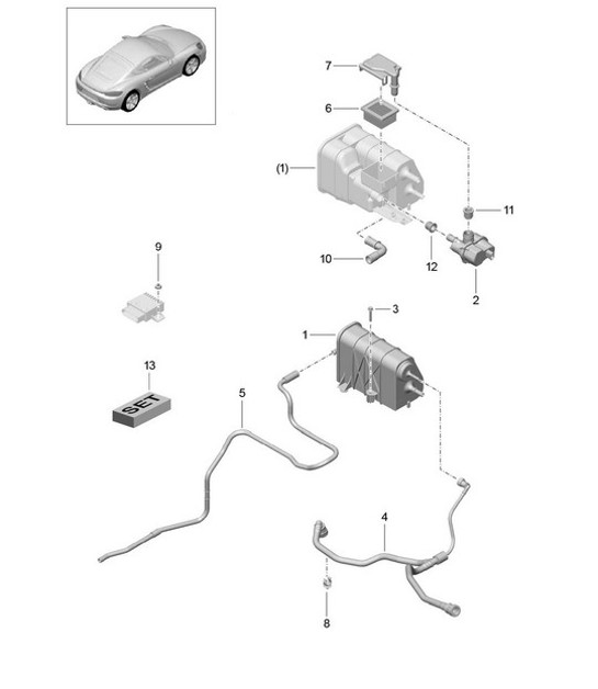 Diagram 201-020 Porsche Cayman 718C (982C) 2017>> Fuel System, Exhaust System