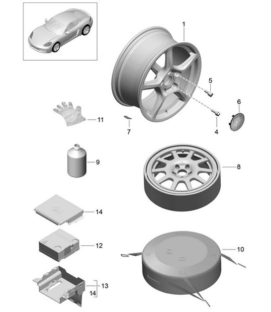 Diagram 601-000 Porsche Cayman 718 (982) 2017>> Ruote, freni