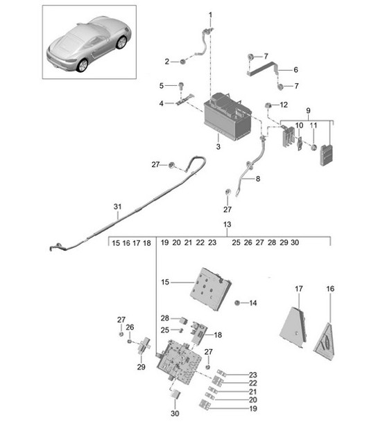 Diagram 902-006 Porsche Cayman 718C (982C) 2017>> Electrical equipment