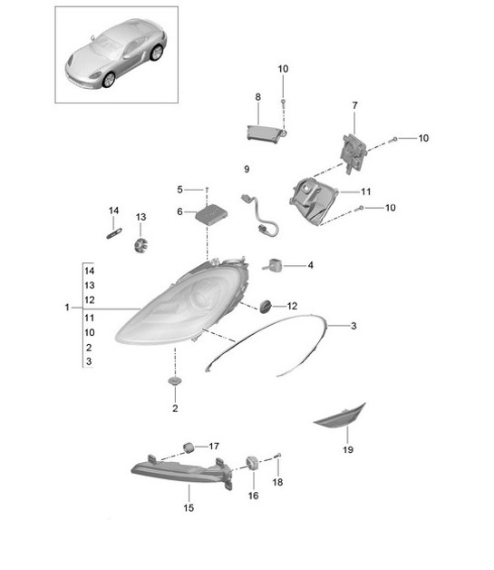 Diagram 905-001 Porsche Cayman 718 (982) 2017>> Materiale elettrico