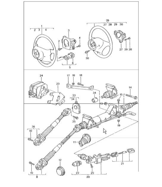 Diagram 403-05 Porsche Boxster 986/987/981 (1997-2016) Assale anteriore, sterzo 