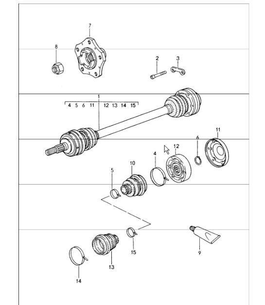 Diagram 501-05 Porsche Boxster 986/987/981 (1997-2016) Eje posterior