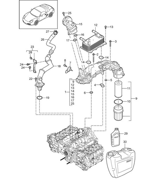 Diagram 104-005 Porsche Boxster 986/987/981 (1997-2016) Motor