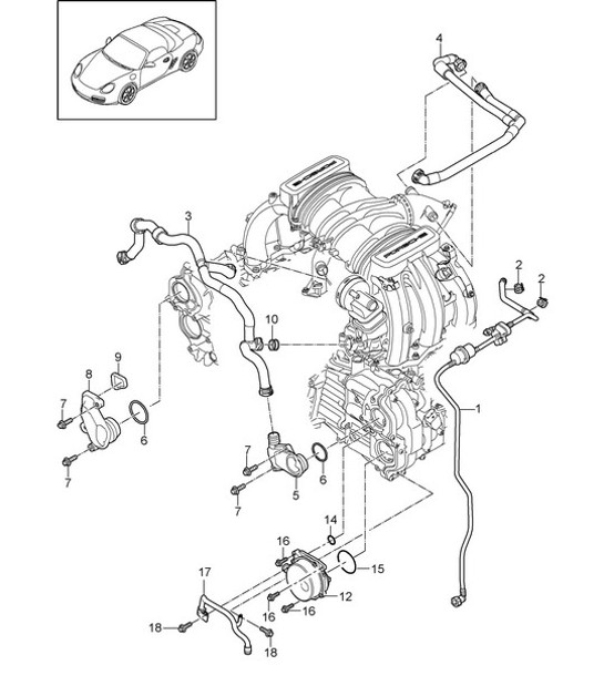 Diagram 104-010 Porsche Boxster 986/987/981 (1997-2016) Engine