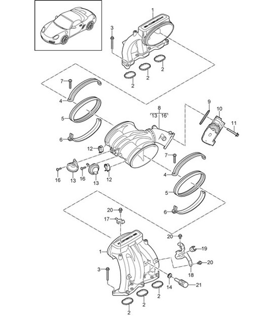 Diagram 107-010 Porsche Boxster 986/987/981 (1997-2016) Engine