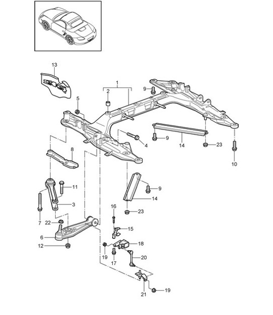 Diagram 401-000 Porsche Boxster 986/987/981 (1997-2016) Vooras, besturing 