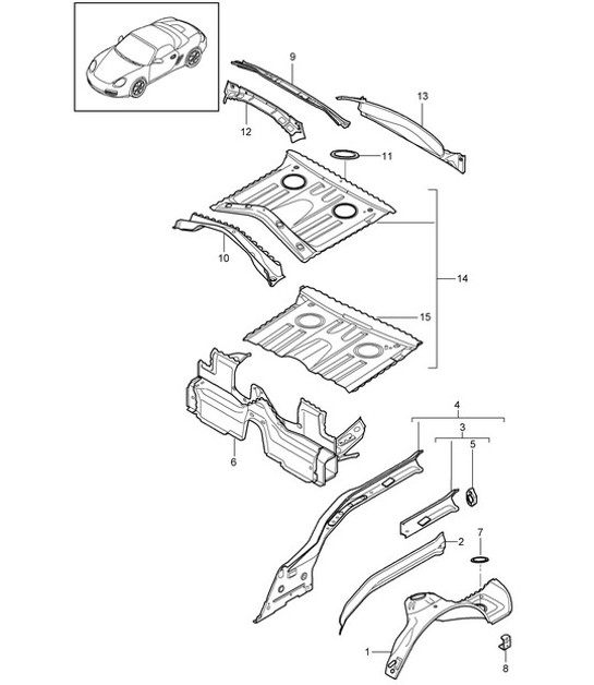 Diagram 801-035 Porsche Boxster 986/987/981 (1997-2016) Body