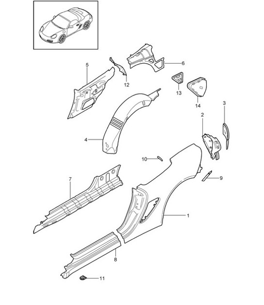 Diagram 801-050 Porsche Boxster 986/987/981 (1997-2016) Body