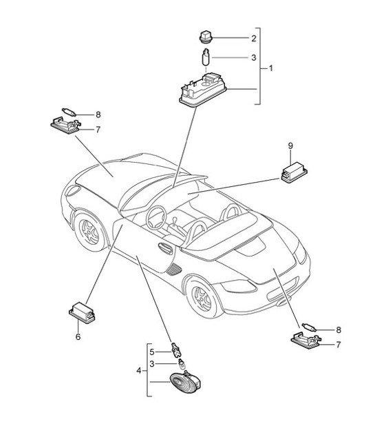 Diagram 903-004 Porsche Boxster 986/987/981（1997 年 - 2016 年） 电子设备